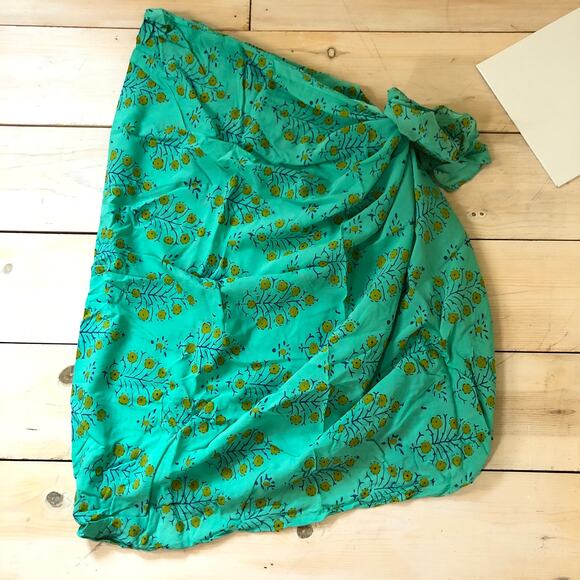 Gap EUC Women's Green Yellow Floral Pool Wrap Sarong Skirt One Size - Picture 7 of 8
